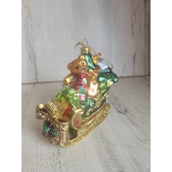 Fitz Floyd teddy bear slave long glass ornament Xmas - Picture 3 of 7